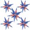 32inch Red White Blue Star Balloons 5 * 12 Pcs Foil Explosion Star Patriotic Balloons for Independence President MLK Day Patriotic Veterans Party Decoration